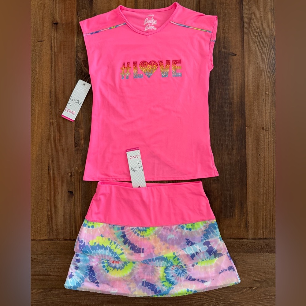 NEW WITH TAGS Lucky in Love Girls Tennis outfit size M (10-12)